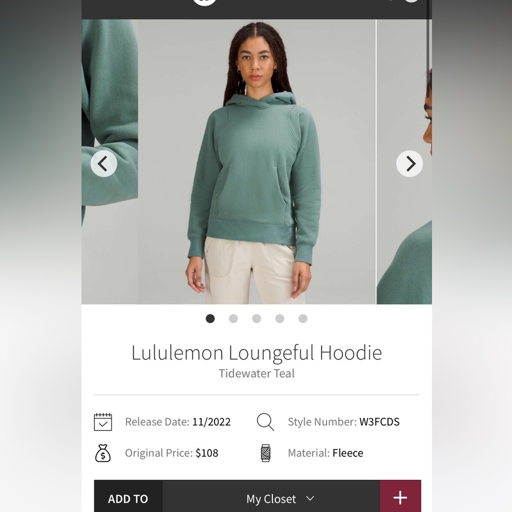 Lululemon loungeful hoodie in tidewater teal